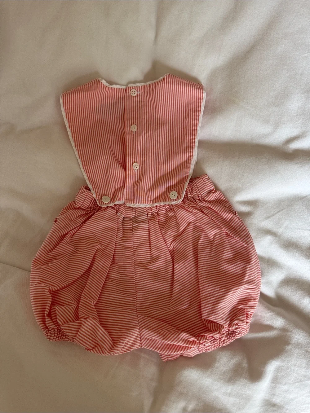 Coral orange Striped Baby Bubble Romper with Bib